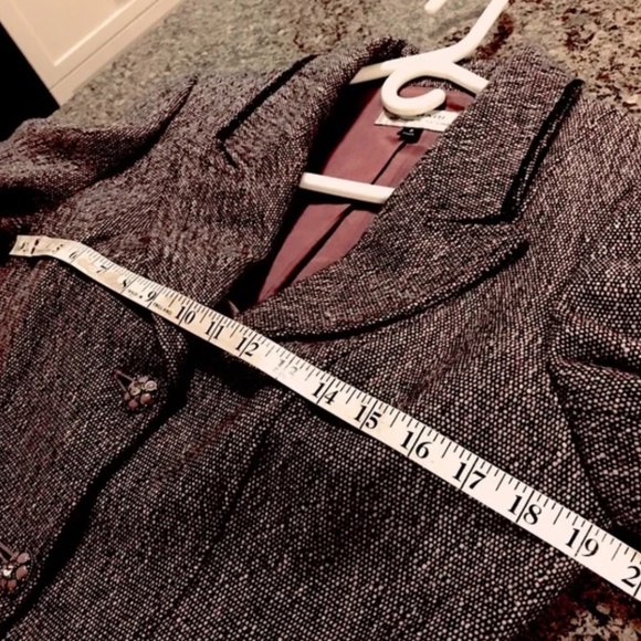 Tahari Suit Pink Black Grey Tweed Peplum Blazer - Picture 10 of 16